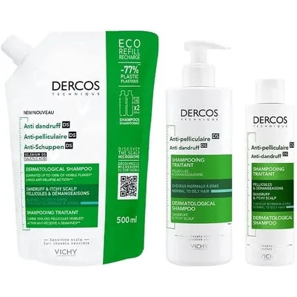 Dercos Anti-dandruff shampoo for normal to oily hair, refill 500 ml, Vichy