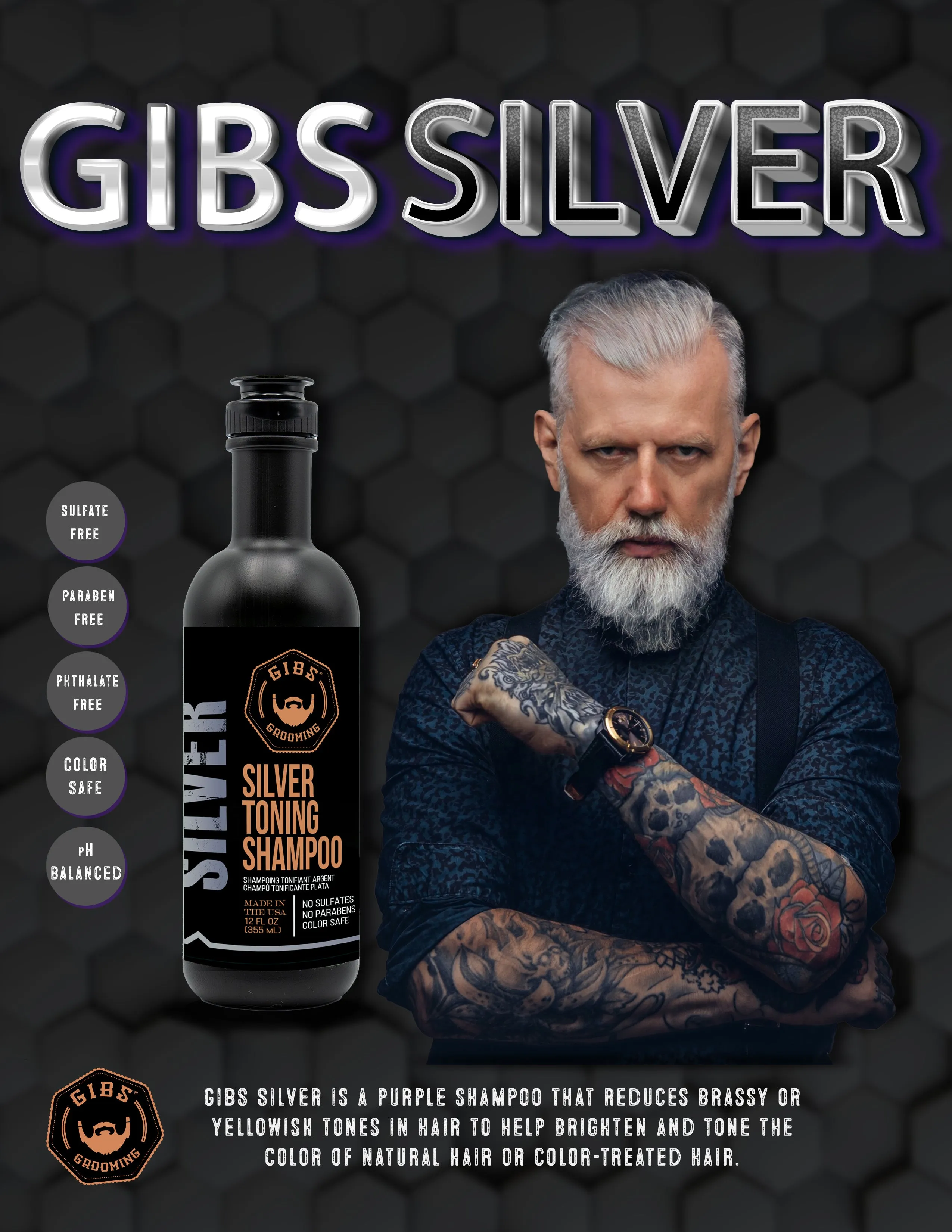 Gibs Silver Toning Shampoo 33.8 OZ