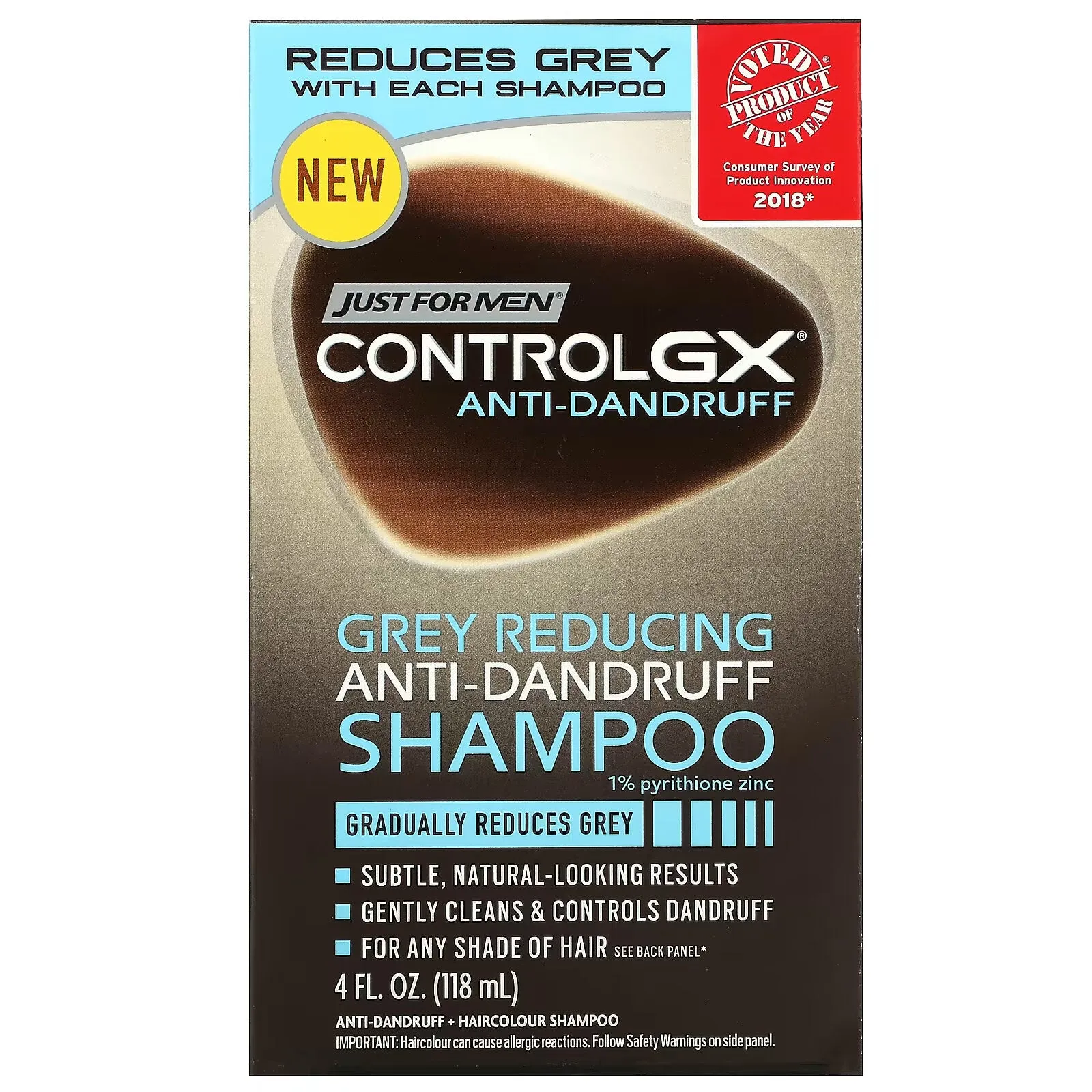 Just for Men, Control GX, Anti-Dandruff, Grayscale Reducing Shampoo 118 ml (4 fl oz)