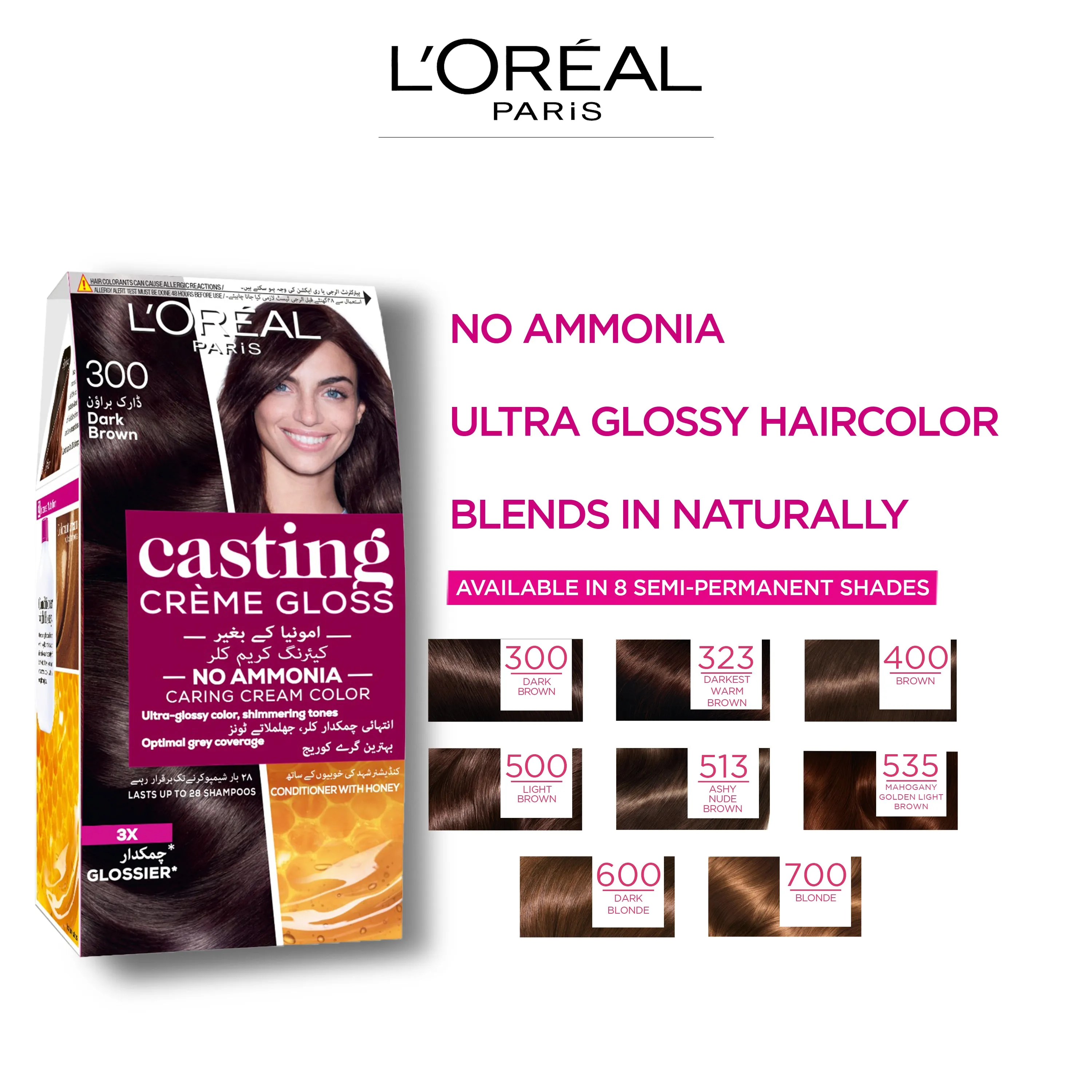 LOreal Paris Casting Creme Gloss - 535 Mahogany Golden Light Brown Hair Color