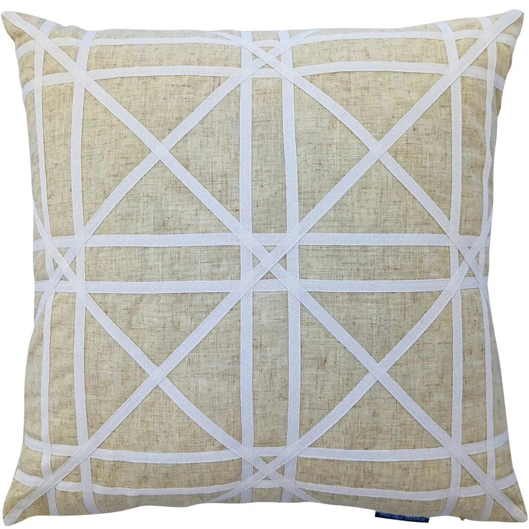 Mirage Haven Zara Braids Crosses Linen 50x50cm Cushion Cover