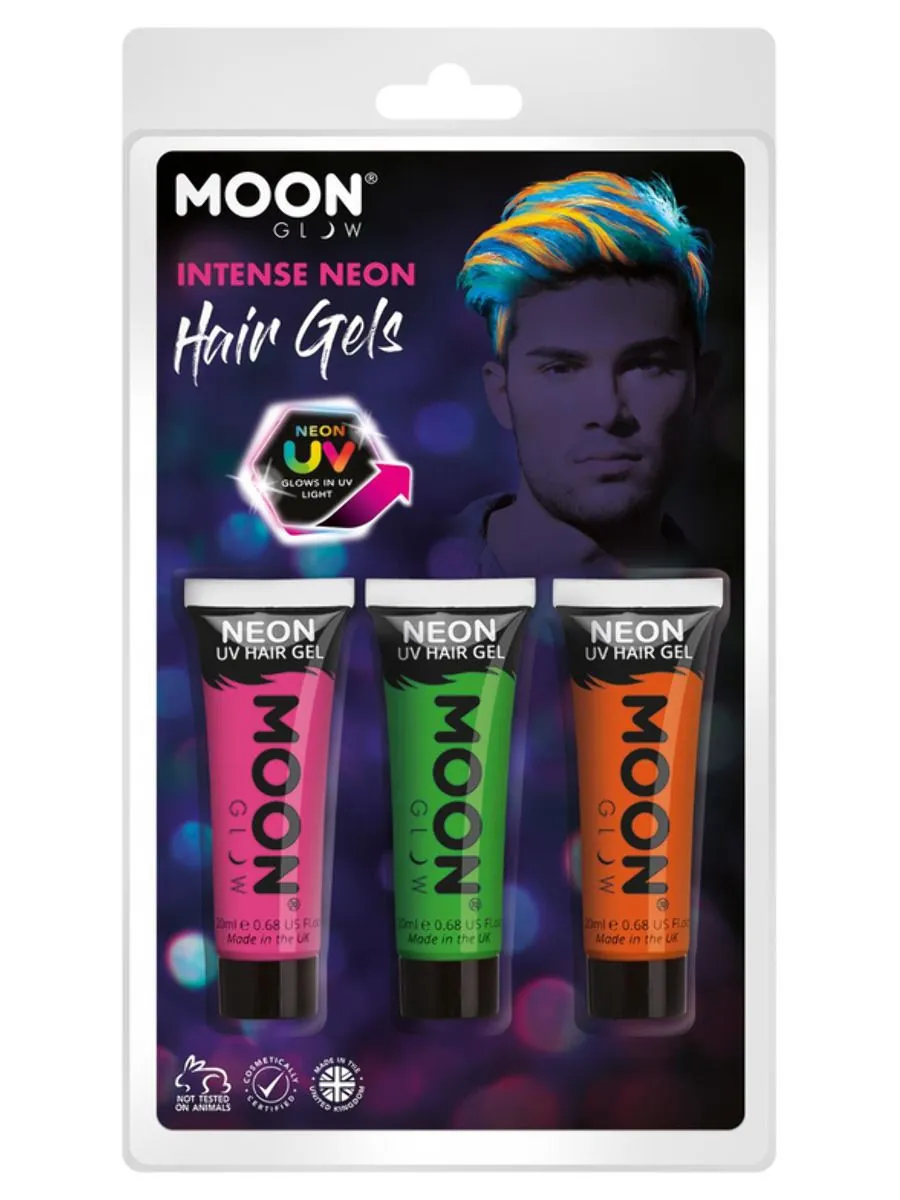 Moon Glow UV Hair Gel Pink Green Orange Kit