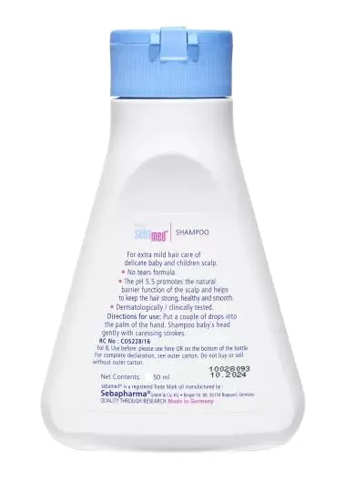 Sebamed Baby Shampoo 50ml|Ph 5.5| Camomile|Natural moisturisers|No tears formula|For delicate scalp