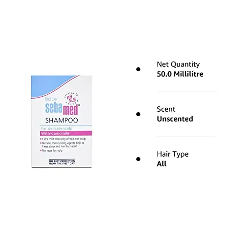 Sebamed Baby Shampoo 50ml|Ph 5.5| Camomile|Natural moisturisers|No tears formula|For delicate scalp